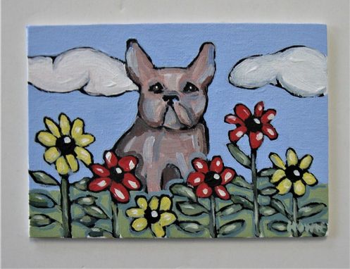 Custom Made Original French Bulldog Acrylic Painting, 5" X 7", Small Dog Art Canvas