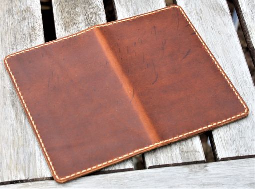 Custom Made Handmade Cover For Field Notes Card Wallet Scribo Thoroughbred Leather Sunset Oil Tan Cream