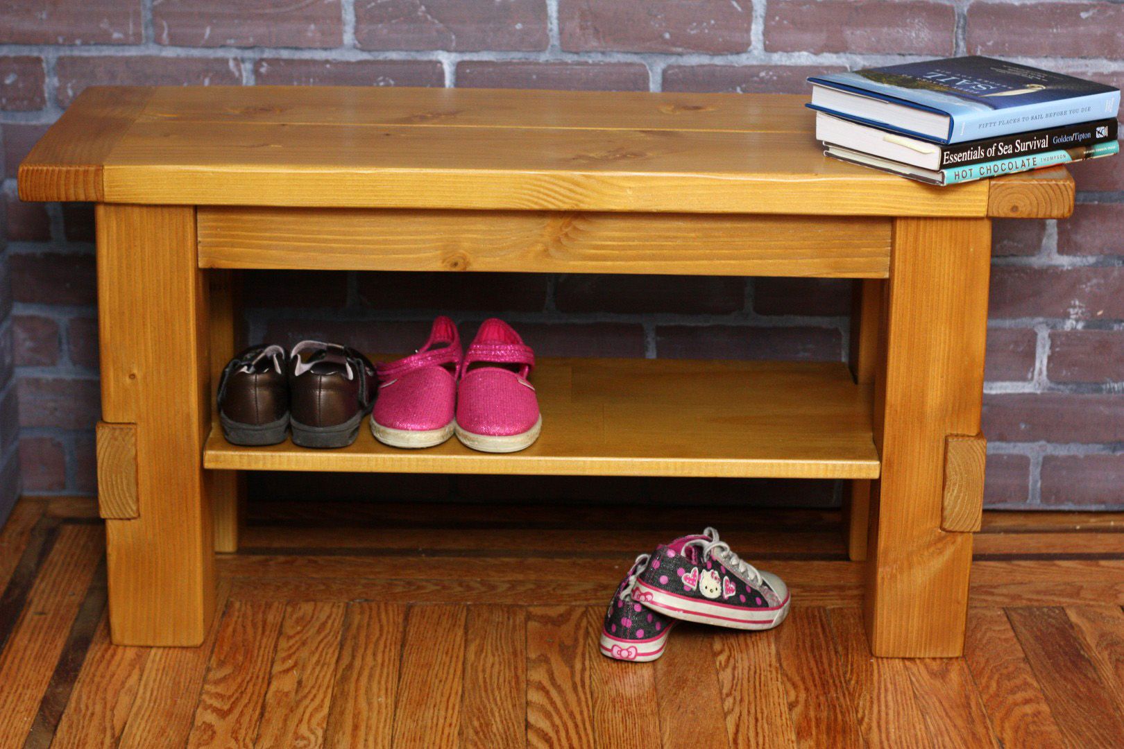 Buy Custom Made Solid Wood Storage Bench, made to order from Blissopia