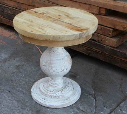 Custom Made Round End Table Built In Reclaimed Lumber