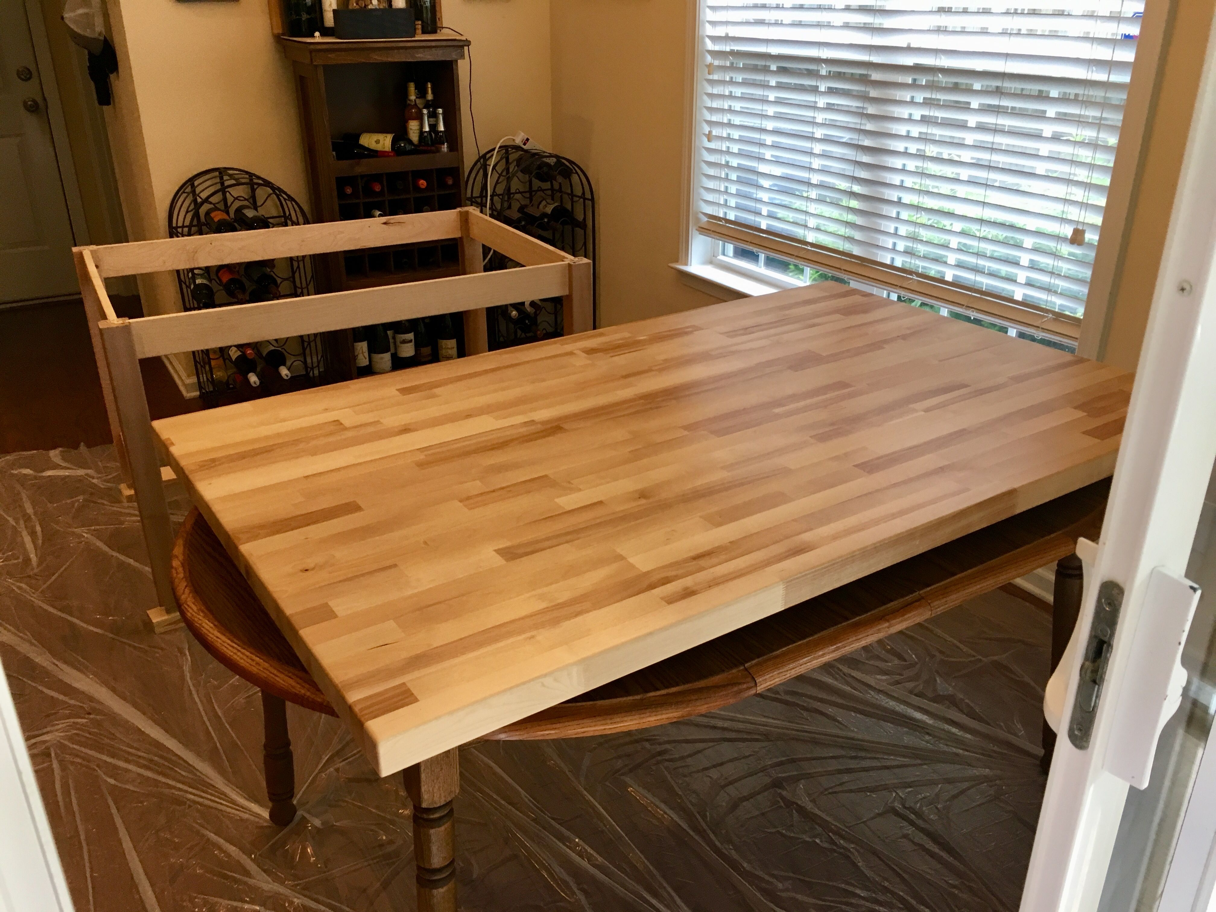 butcher block dining table minimalist kitchen