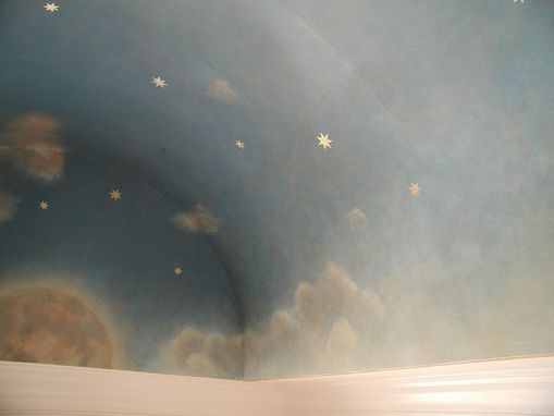 Custom Made Sky Mural With Gold Leaf Stars By Visionary Mural Co.