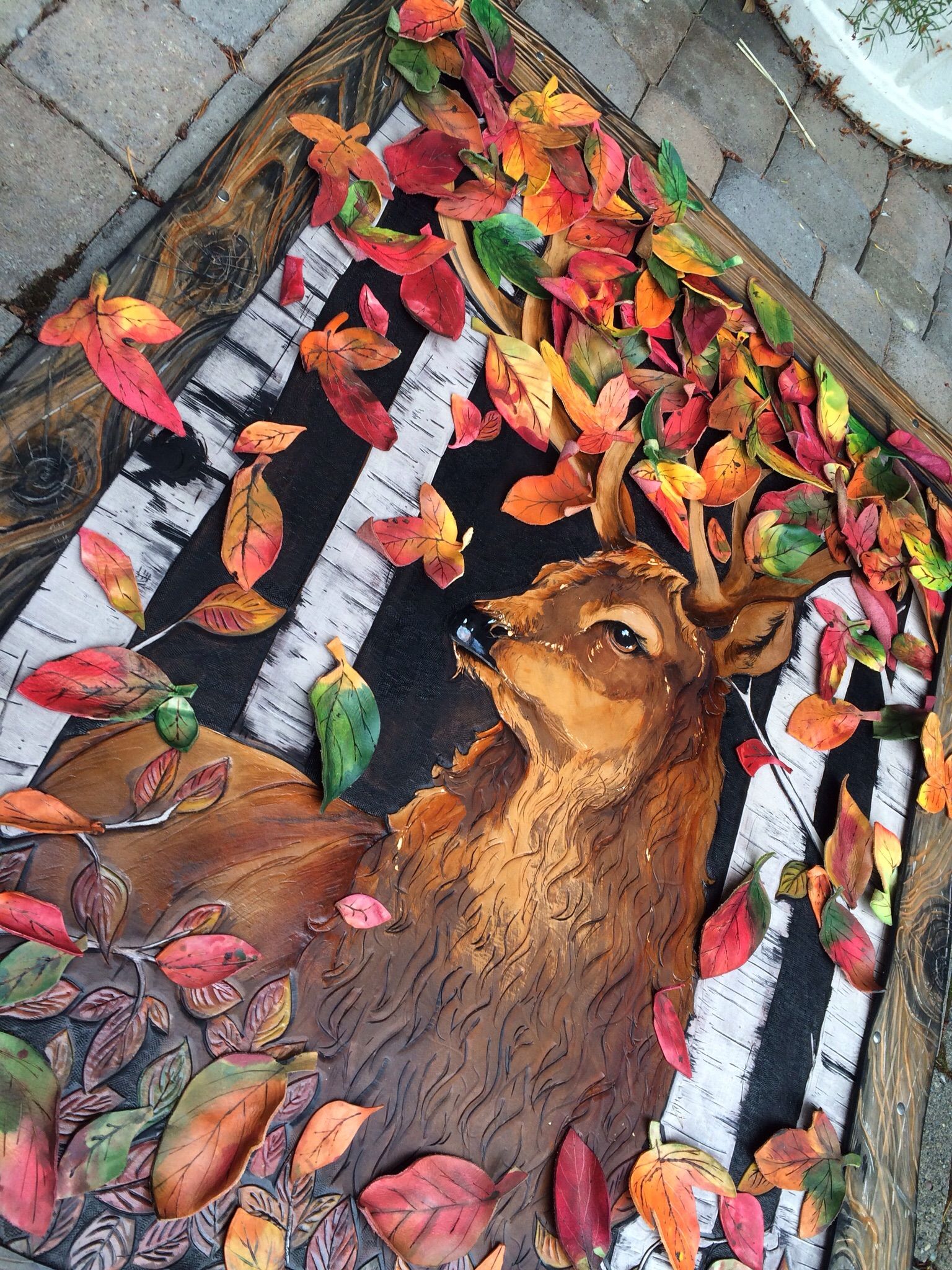 Buy Custom Made Leather Art Red Stag, made to order from Saxon Leather