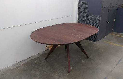 Custom Made Expandable 48 Inch Diameter Solid Walnut Table W/ 18-Inch Leaf