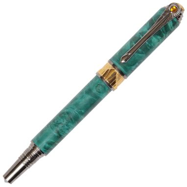 Custom Made Lanier Art Deco Fountain Pen - Turquoise Box Elder -Af6w71