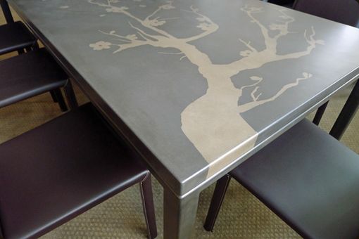 Custom Made Concrete And Steel Dining Table