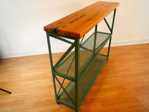 Custom Made Welded Steel And Reclaimed Wood Console Table / Shelf / Accent Table
