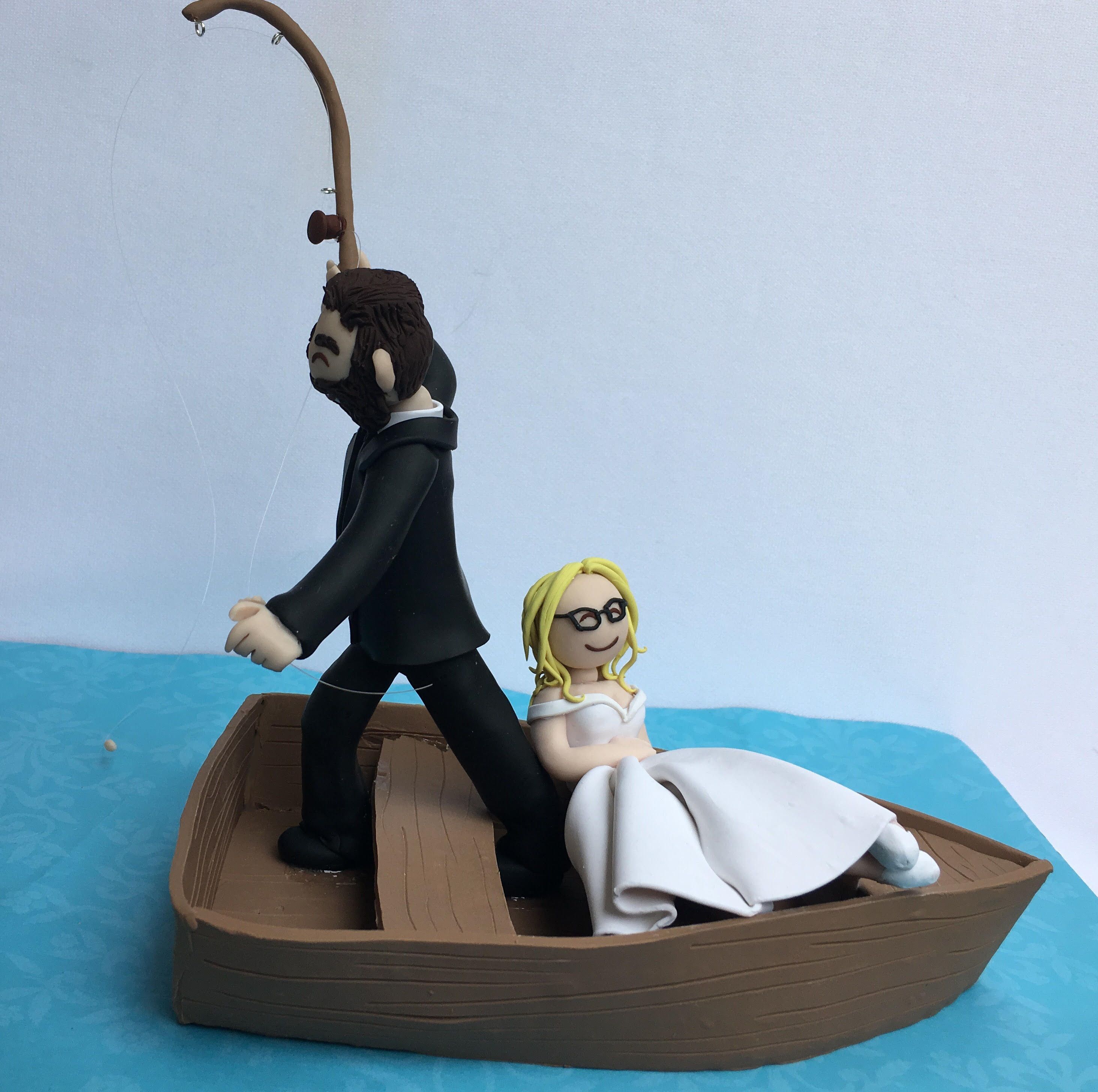Hand Made Fishing Cake Topper by Hand Craft Treasures