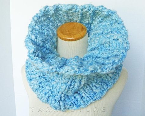 Custom Made The Buknuk Cowl - Oversized Thick Knit Ribbed Cowl - Fall, Winter Fashion - Sky Blue