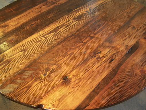 Custom Made Large Round Coffee Table With Industrial Metal Base