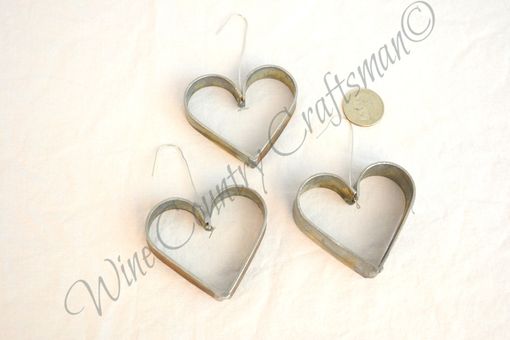 Custom Made Wine Barrel Ring Heart Ornaments - 3 Hearts - Made From Retired Napa Wine Barrel Steel