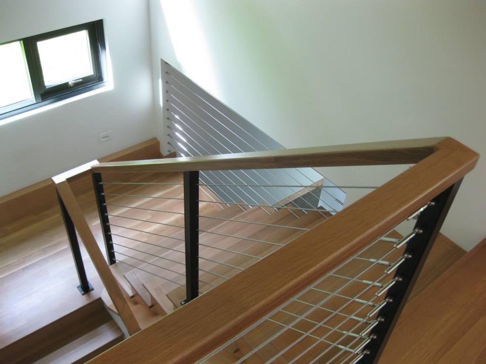 Hand Crafted Stainless Cable & Oak Railing by Wacoavenue Fabrication ...