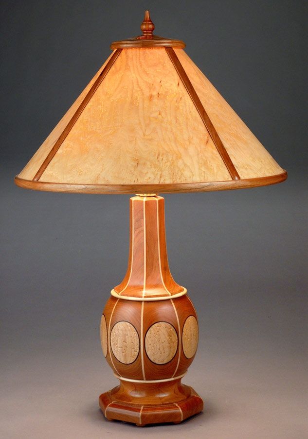 Hand Made Elyria Cherry Table Lamp W Birdseye Maple Shade 
