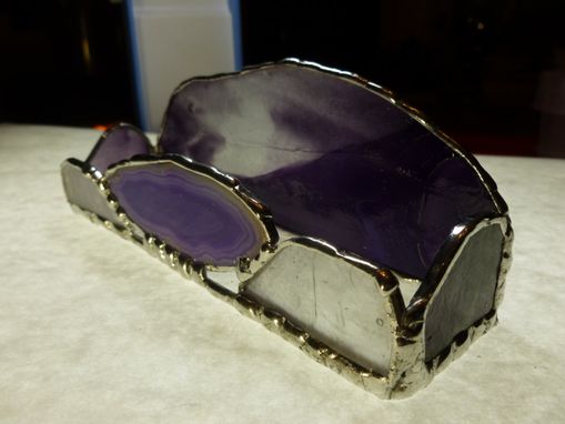 Custom Made Purple Stained Glass Cell Phone Dock With Agate