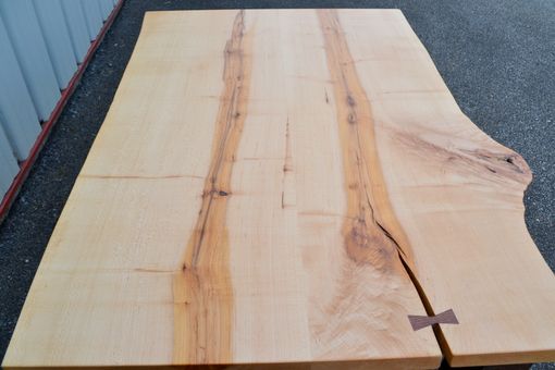 Custom Made Live Edge Maple Table With Reclaimed Barn Wood Legs