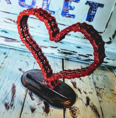 Custom Made Metal Bike Chain Art Heart