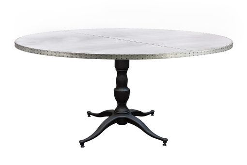 Custom Made Zinc Table  Zinc Dining Table - The Francesca Round Zinc Top Dining Table