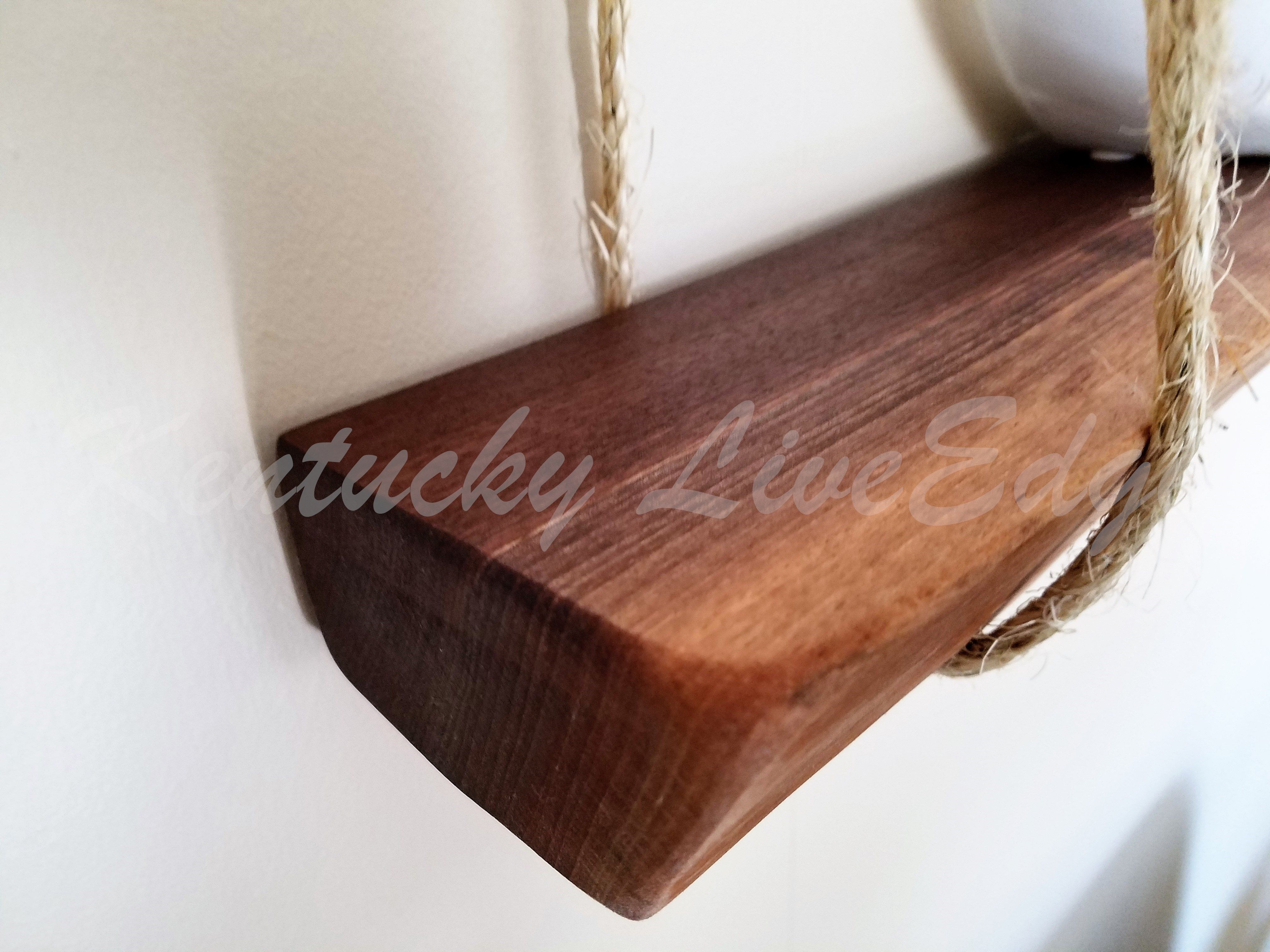 Custom Solid Hardwood Shelf Hanging Shelf Natural Wood Shelf Walnut