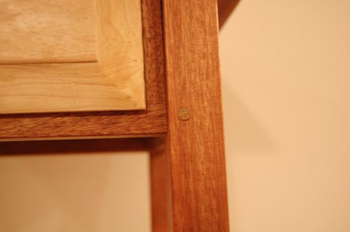 Custom Made Shaker Style Mahogany And Maple Nightstand With Drawer And Shelf