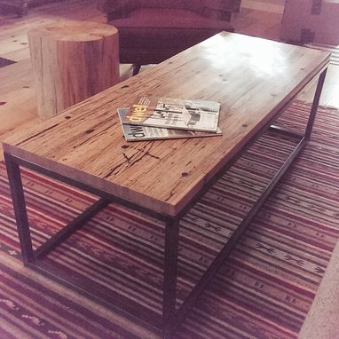 Custom Made Reclaimed Cattle Fence Wood And Welded Steel Coffee Table