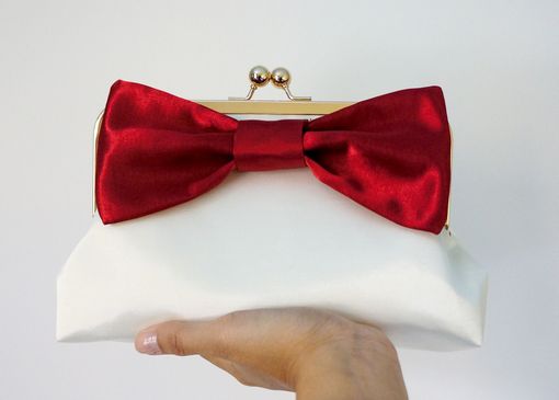 Custom Made Red Clutch Purse With A Big Red Bow