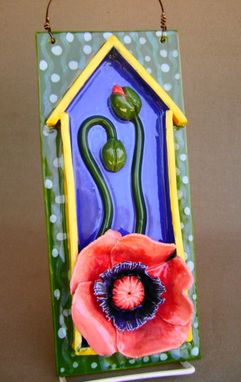 Custom Made Pink Poppy 3-D Ceramic Hanging Tile Perfect For Mothers Day