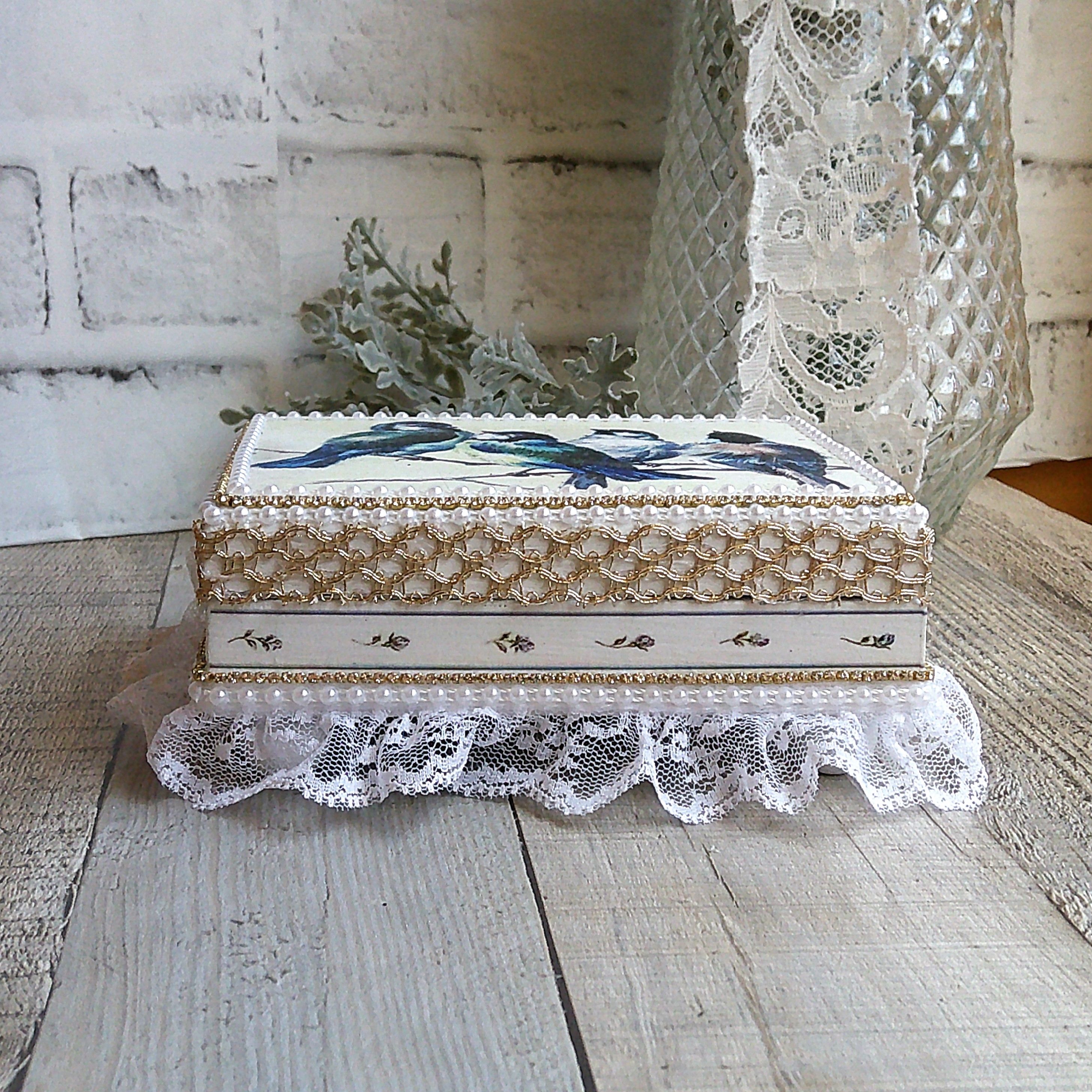 Custom Made Jewelry Box Song Bird Jewelry Box Vintage Blue Bird