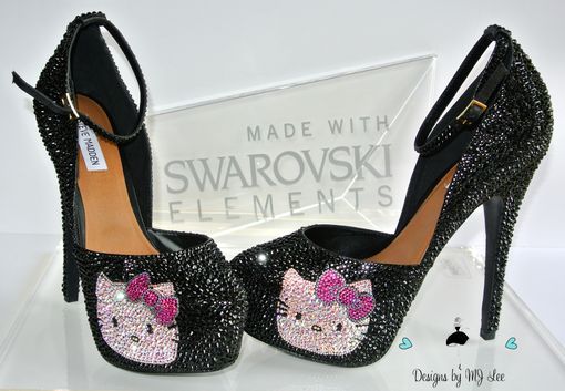 Custom Made Bling Black Strass Heels With Hello Kitty | Made With Swarovski® Elements Custom Shoes