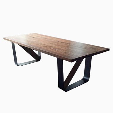 Custom Made Contemporary Steel Leg Dining Table