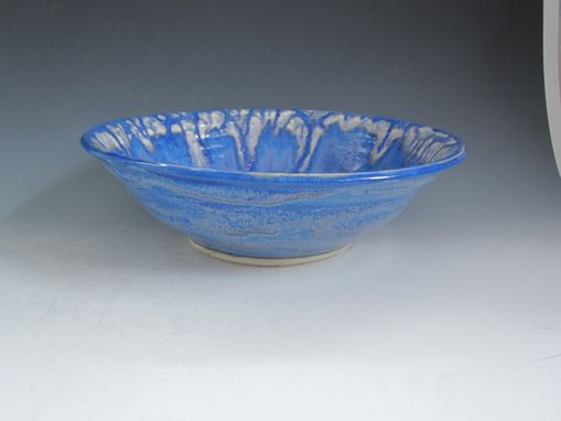 Custom Made Large Pottery Serving Bowl In Blue And White