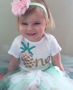 Custom Made Pineapple First Birthday Outfit | Luau 1st Birthday Outfit