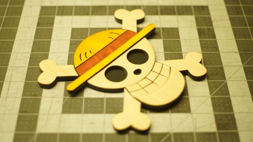 Custom Made Wooden One Piece Straw Hat Jolly Roger
