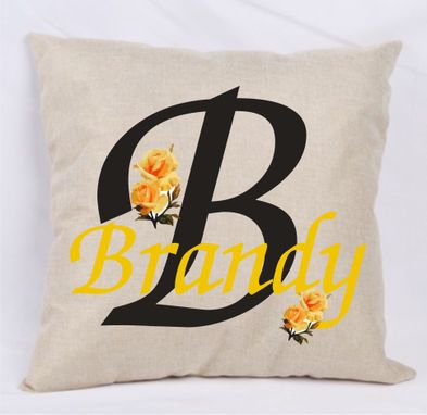 Custom Made Single Monogram And Name Pillow With Roses