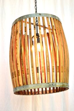 Custom Made Wine Barrel Chandelier Convex Light - Yukimi - Made From Retired California Wine Barrels
