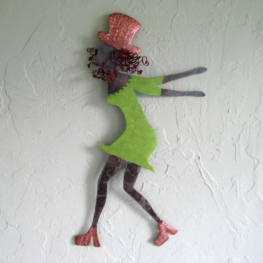 Custom Made Handmade Upcycled Metal Red-Headed Dancer Wall Art Sculpture