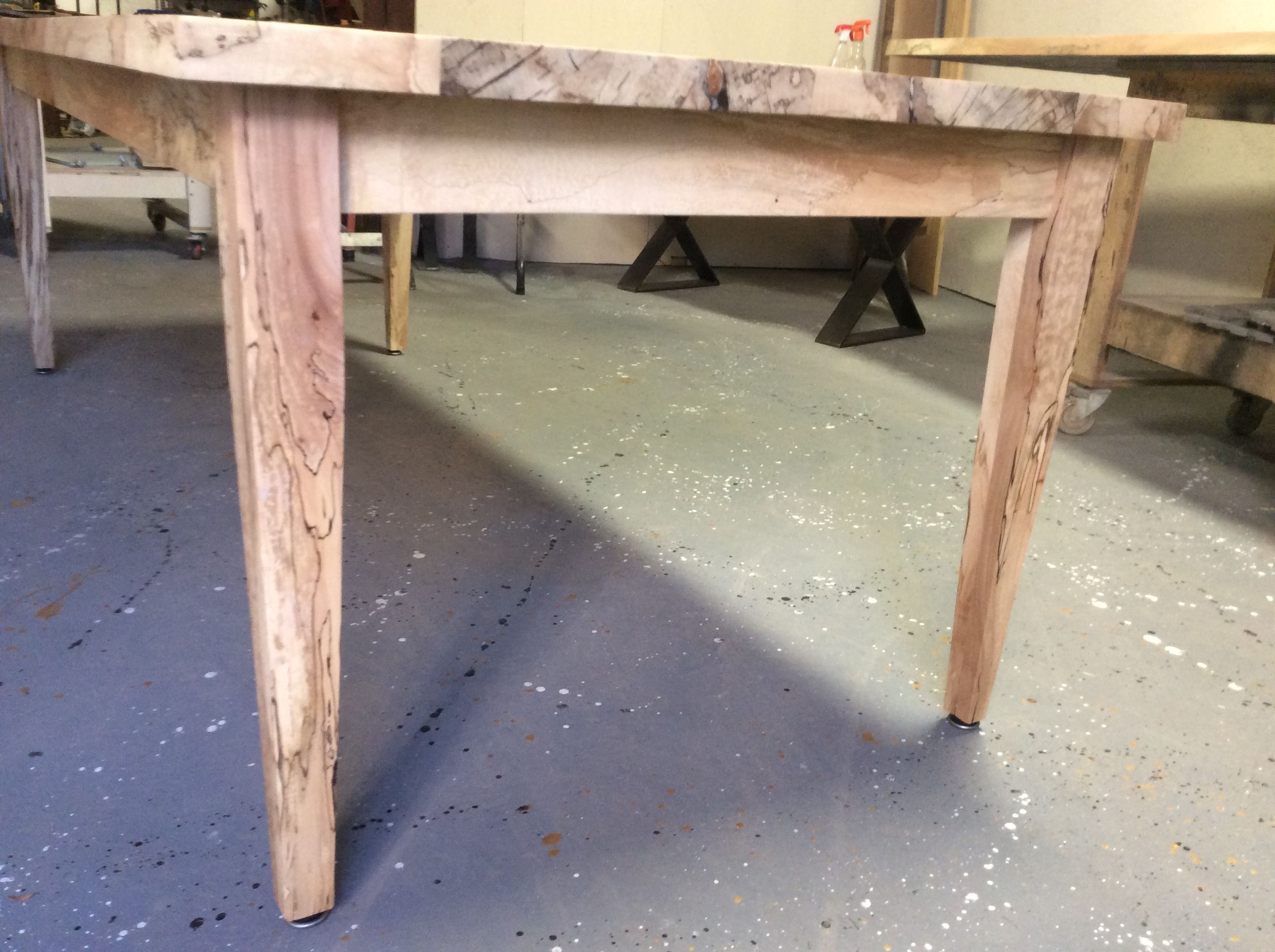 Custom Unusual Dining Table, Ready To Deliver, Local Spalted Maple