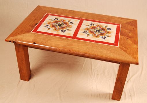 Custom Made Mesquite Red Tile Table