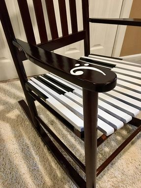 Custom Made Whimsical Painted Rocking Chair, Piano Rocking Chair, Music Themed Chair, Music Note Chair