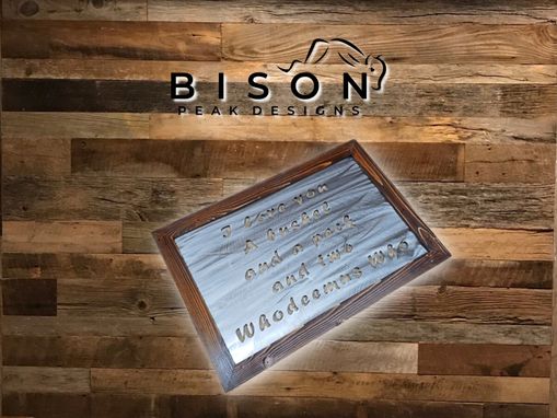 Custom Made You Design. Brushed Steel Sign With Wood Frame. Personalized Home Metal Sign.