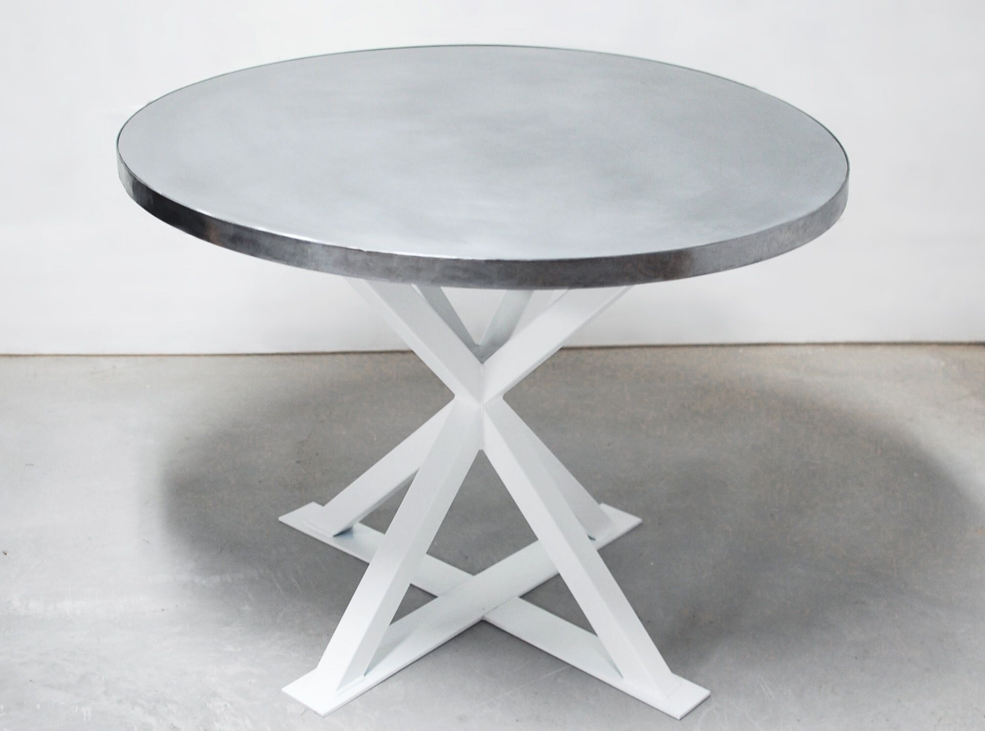 Hand Made Kensington Round Zinc Dining Table by Southern Sunshine
