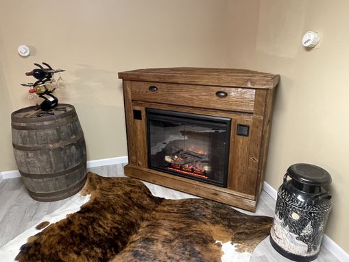 Custom Made Custom Barnwood  Electric Fireplace Cabinet With Remote Raising Tv