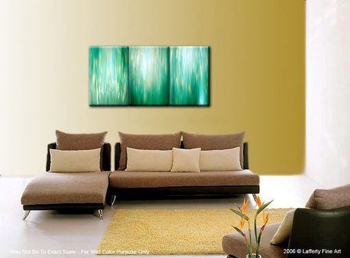 Custom Made Original Green Abstract Painting, Large Green Original Painting Lafferty - 36x72, Sale 22% Off