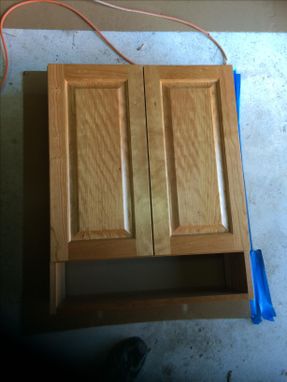 Custom Made Cherry Bathroom Wall Cabinet And Mirror