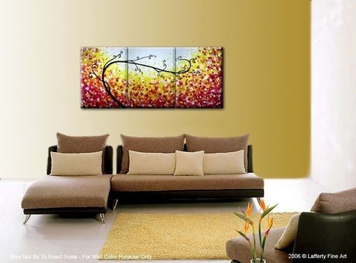 Custom Made Abstract Tree Original Red Landscape Painting By Dan Lafferty - 24 X 54 - One Day Sale 22% Off