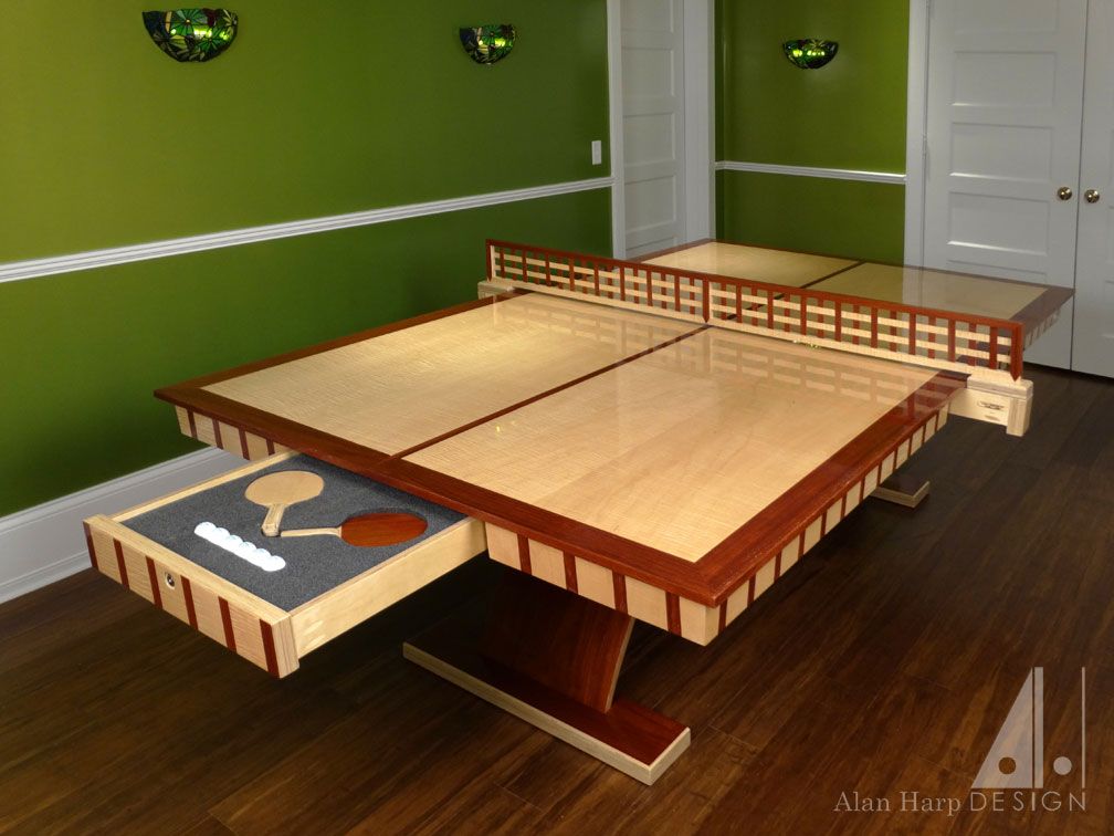 Hand Made Curly Maple And Padauk Ping Pong Table By Alan Harp Design 