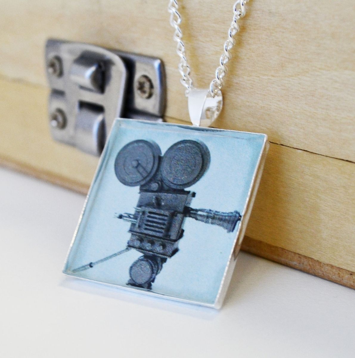 Hand Crafted Video Camera Pendant Necklace Video Camera Jewelry by
