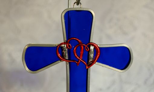 Custom Made Red Heart Cross Suncatcher
