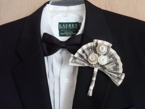 Custom Made Money With Buttons Wedding Boutonniere "We're In The Money"