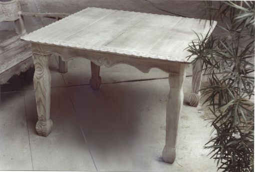 Custom Made Hand-Carved Redwood Outdoor Table