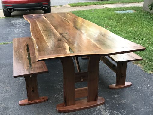 Custom Made Natural Edge Solid Walnut Dining Table